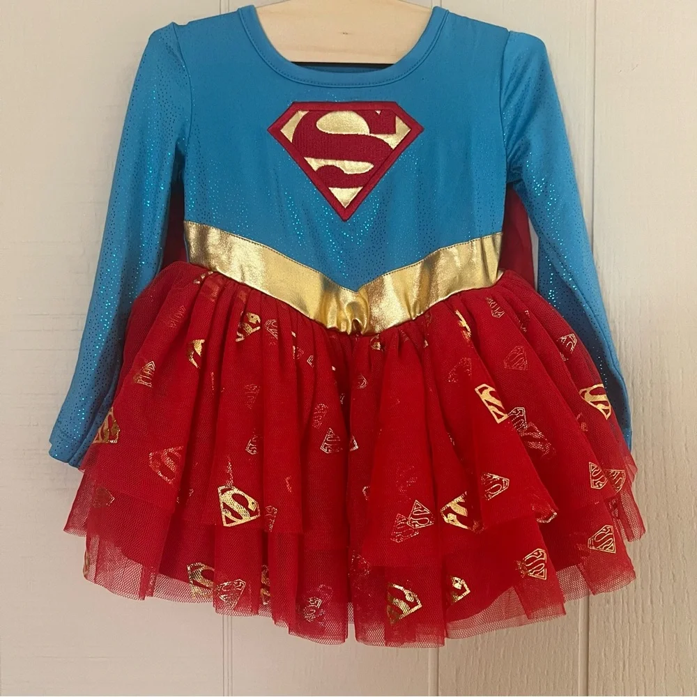 Superman Kids Costume dress NWT 12 months girls with headband and removable cape